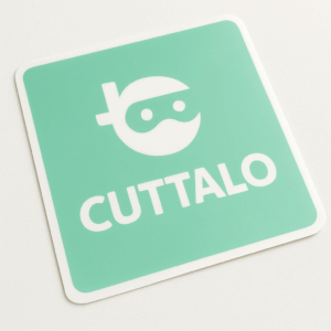 Stencil adesivo riposizionabile logo Cuttalo in vinile turchese