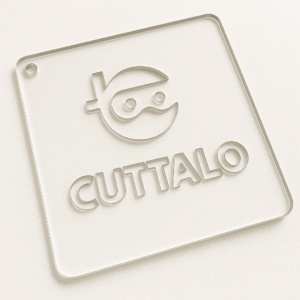Stencil logo Cuttalo in plastica rigida trasparente taglio laser