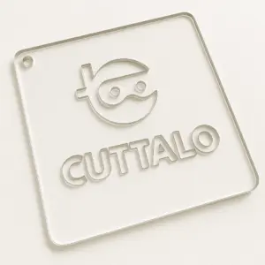 Stencil logo Cuttalo in plastica rigida trasparente taglio laser
