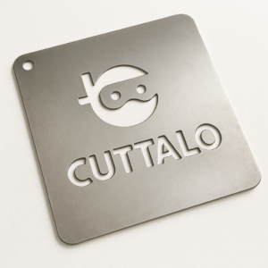 Stencil professionale in acciaio inox logo Cuttalo taglio laser